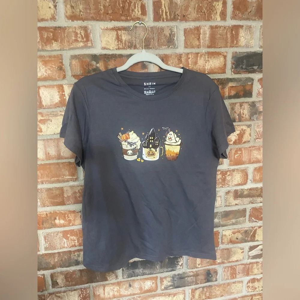 Shein Halloween coffee graphic tee